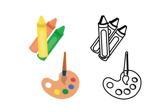 Back to School Crayon Bundle Flat Icon: Graphics and Icons for Creative Campaigns