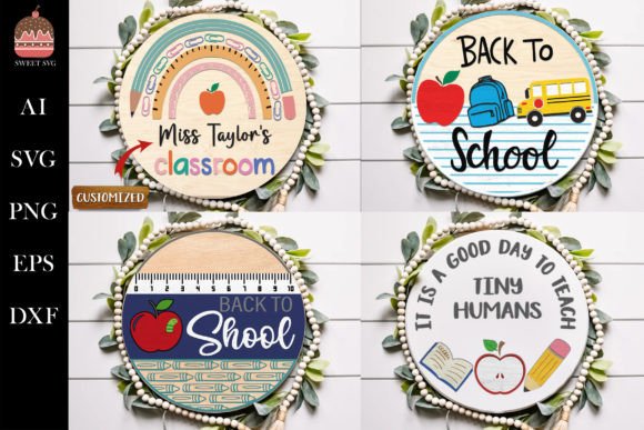 Back to School Round Sign SVG Bundle: Graphics for Crafts and Content