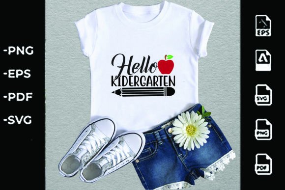 Back to School Svg Design, Hello KIDERGAR