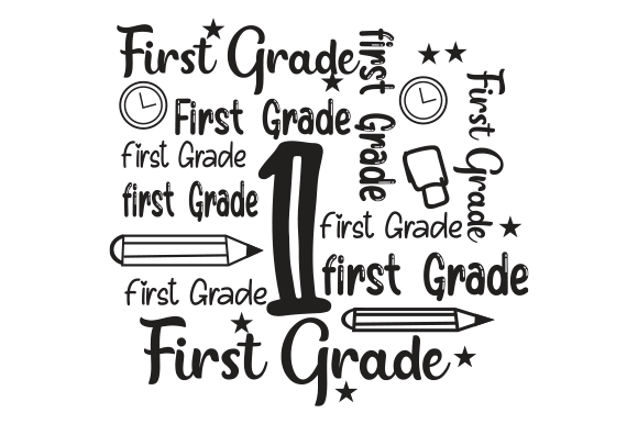 First Grade Back to School Word Art SVG